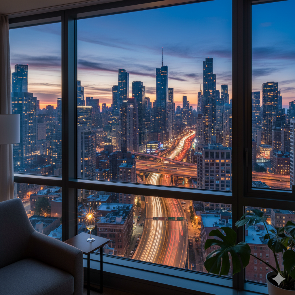 City view from window